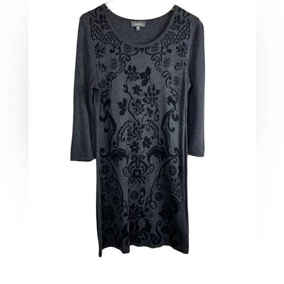 NEIMAN MARCUS Sweater Dress in Dark Gray and Black Size Medium - Picture 2 of 8